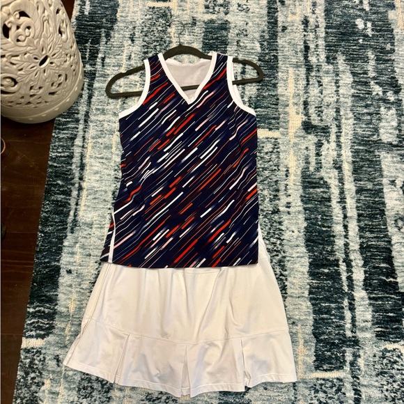 Tail tennis clothes. Navy and white combos. 3 shirts and 1 white skirt. - Picture 2 of 3